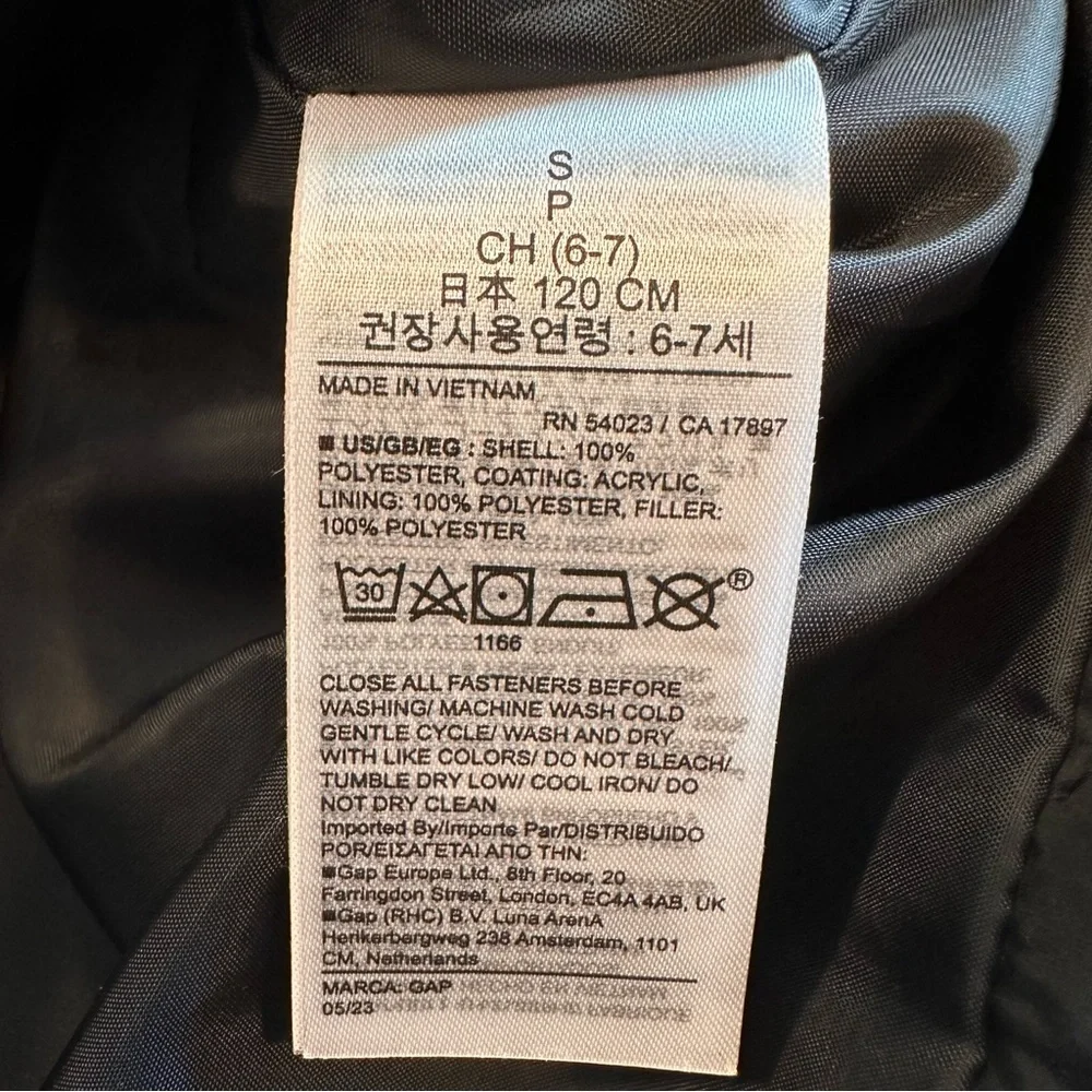GAP Kids Lightweight Quilted‎ Puffer Jacket - Black - Girls Small 6-7 S739427